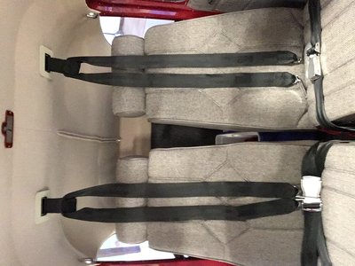 BAS seat belts/shoulder harnesses with full-release latches and adjusters on both sides of seat belts